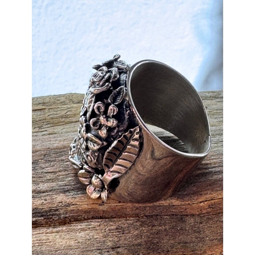 Sterling Silver 925 Día de los Muertos Sugar Skull Ring JJ Size 9 1/2 19.83g - Picture 7 of 14